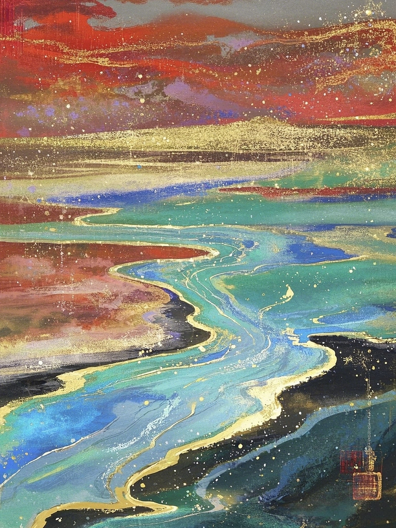 岩彩-浮翠流金（图ZMzg4NDg0OTI4） - AI作品 - 站酷设计师卡皮巴拉的橘子原创素材 - 站酷ZCOOL