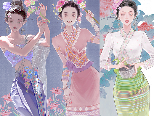 【中华民族系列插画】傣族姑娘