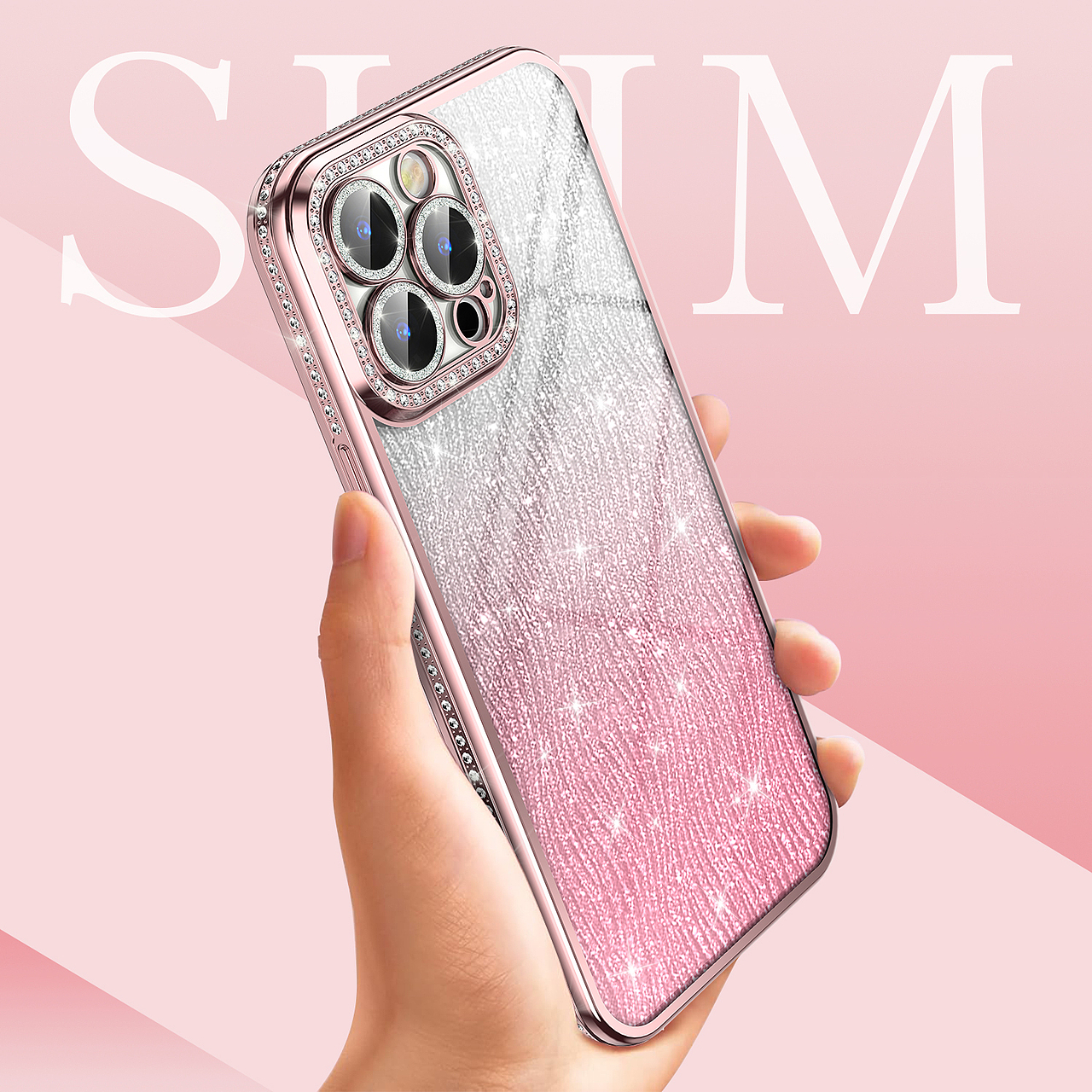 贴钻闪粉手机壳渲染