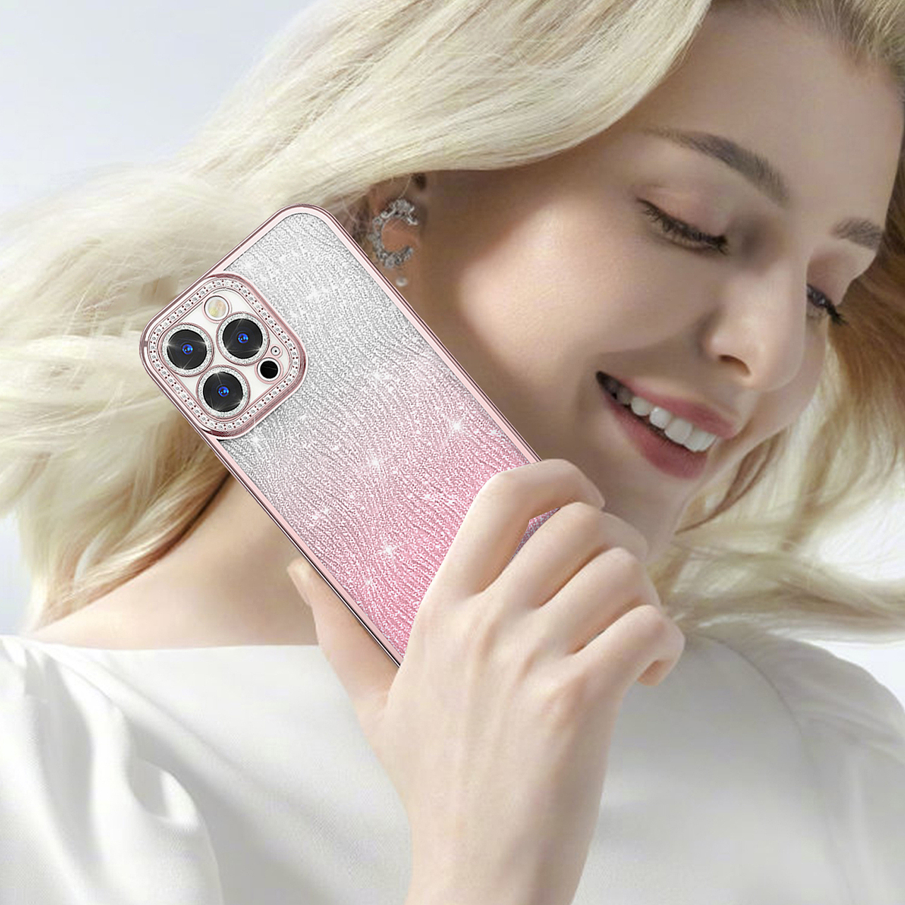贴钻闪粉手机壳渲染
