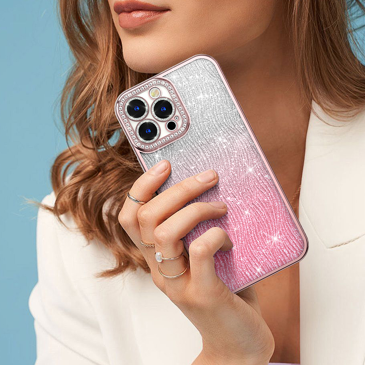 贴钻闪粉手机壳渲染