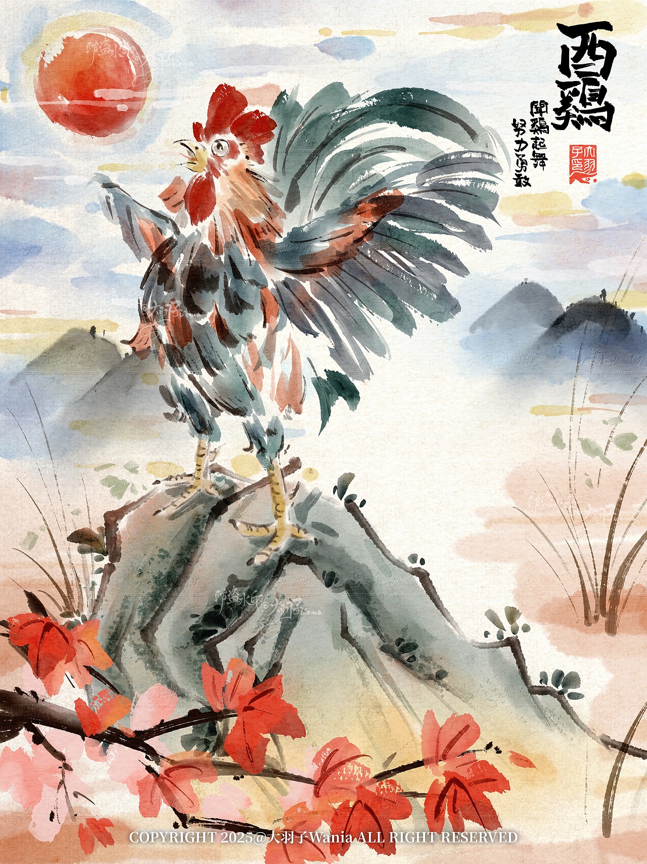 iPad仿水墨|十二生肖·鸡× 玉鸡🐔