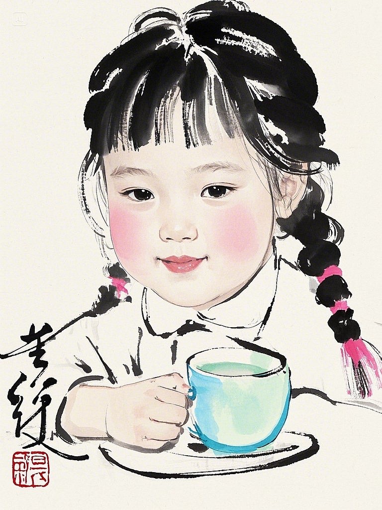 国风水墨人物画女孩