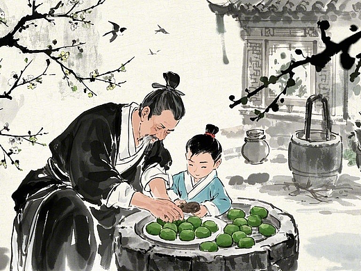 二十四时：清明团插画国风版