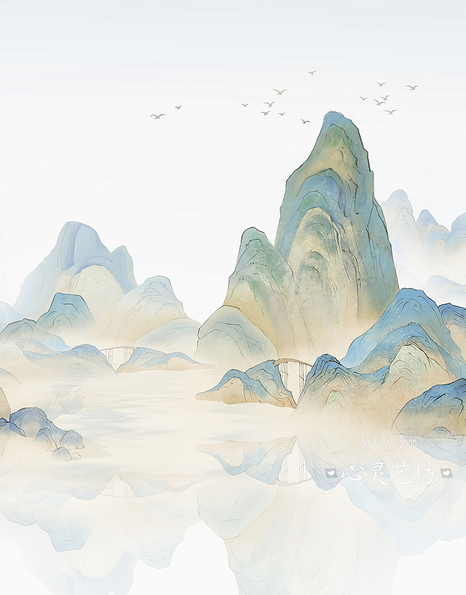 千里江山图（图ZMzg4NTgwNTUy） - 商业插画 - 站酷设计师心灵艺坊原创素材 - 站酷ZCOOL