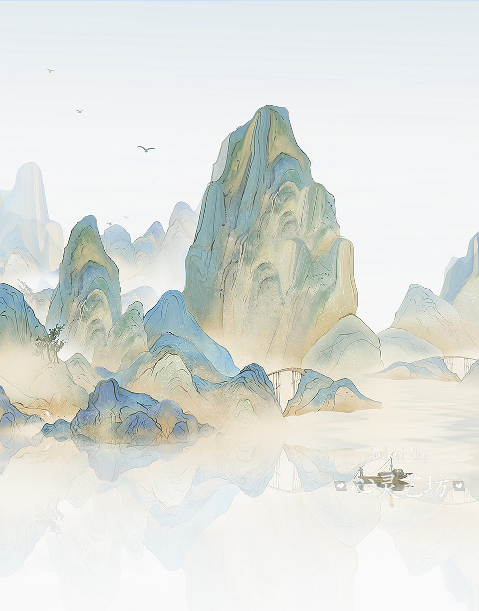 千里江山图（图ZMzg4NTgwNTYw） - 商业插画 - 站酷设计师心灵艺坊原创素材 - 站酷ZCOOL