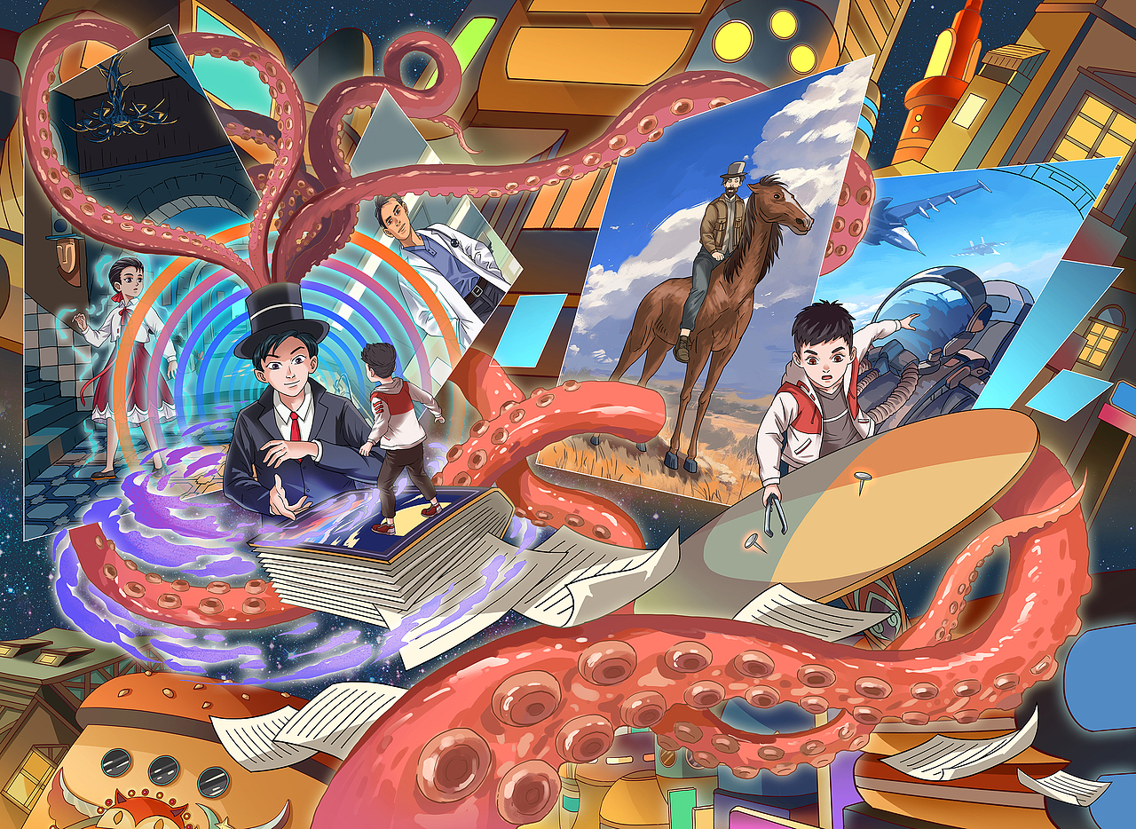 《变形学校》之“深夜汉堡店”图书插画