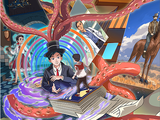 《变形学校》之“深夜汉堡店”图书插画