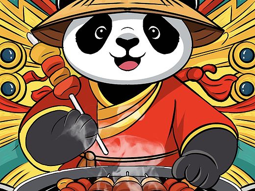 国潮熊猫烤串