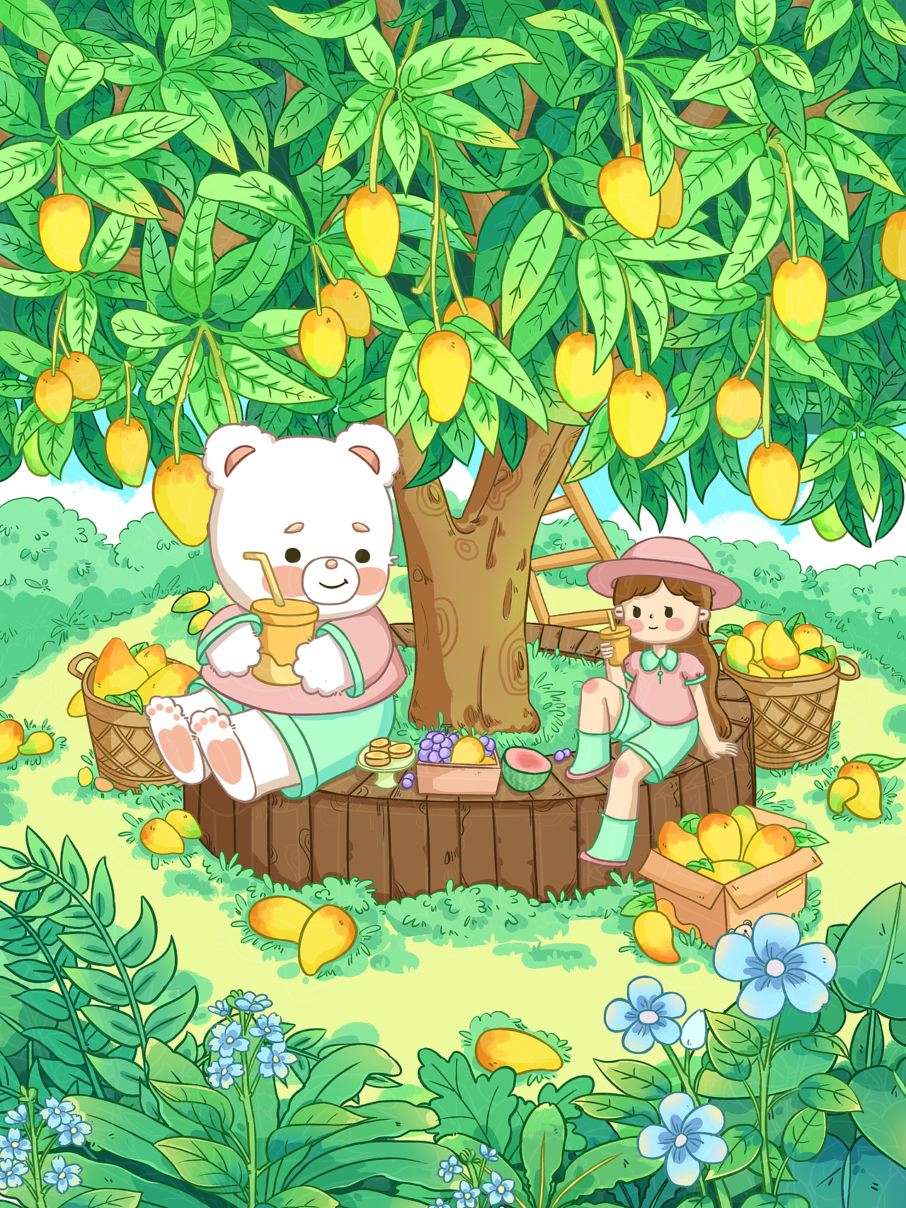 原创插画|芒果很忙