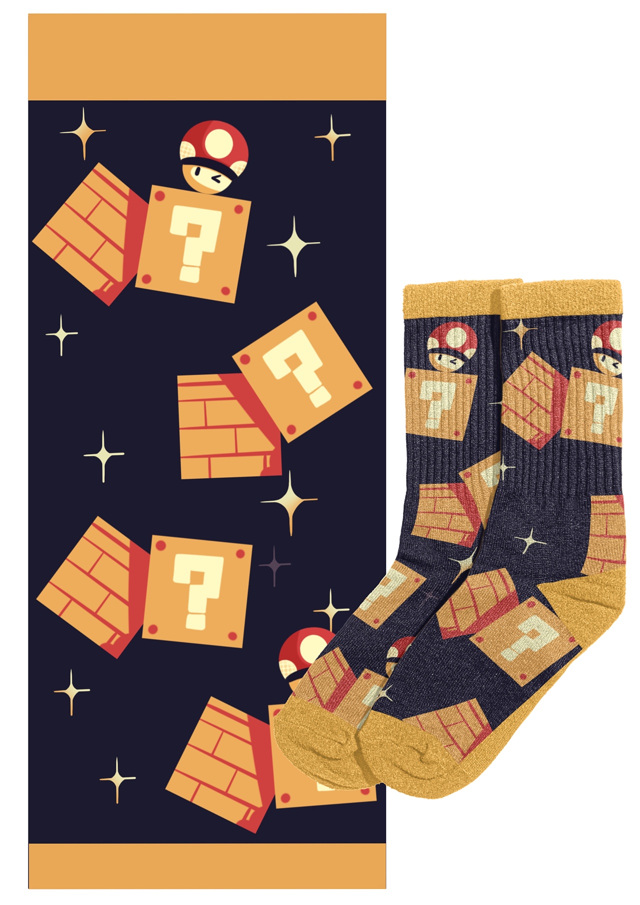 马里奥系列潮袜图案设计