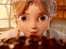 自学blender的临摹作品源文件分享-面包店女孩