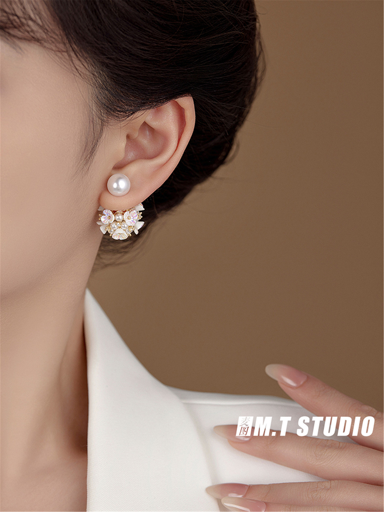 珠宝饰品拍摄 小众饰品模特耳饰拍摄 珍珠耳饰模特拍照