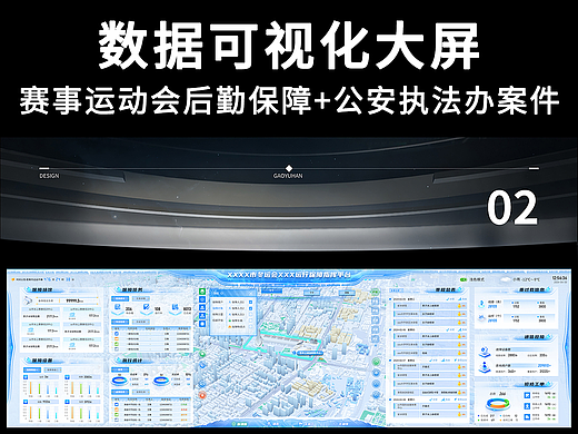 赛事运动会+公安执法办案件管理数据可视化大屏软件UI