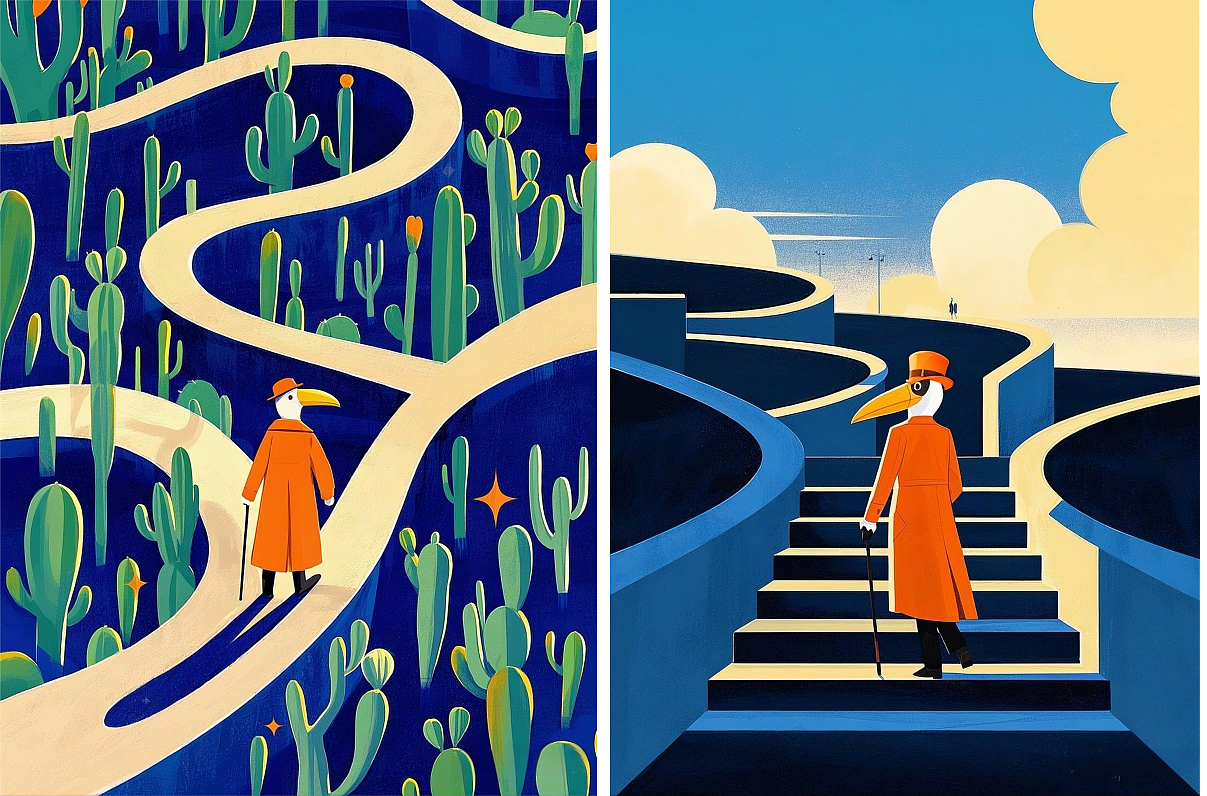 AIGC艺术插画《独行》系列 | 一个符号工作室