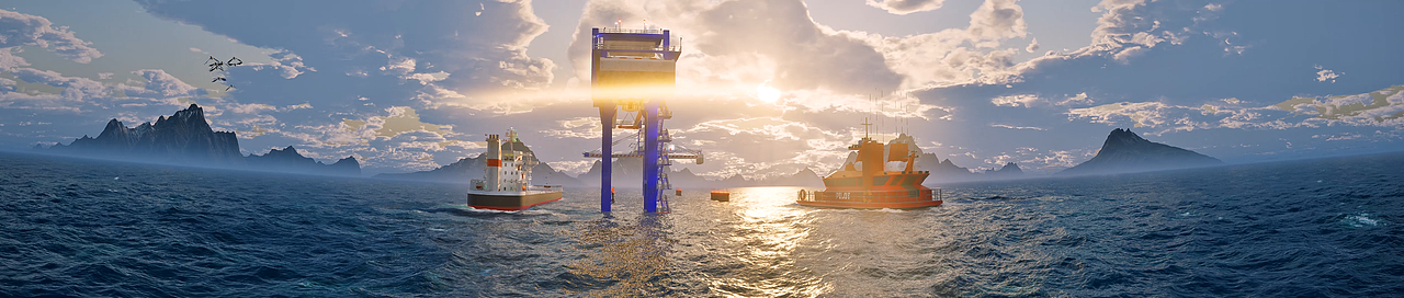 虚幻引擎UE5.5神光*再现环幕180度船体水面尾流泡沫