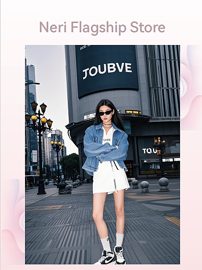 蓝色牛仔外套详情页