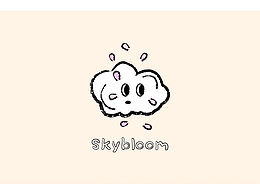 Skybloom  现代花店  原创logo设计 