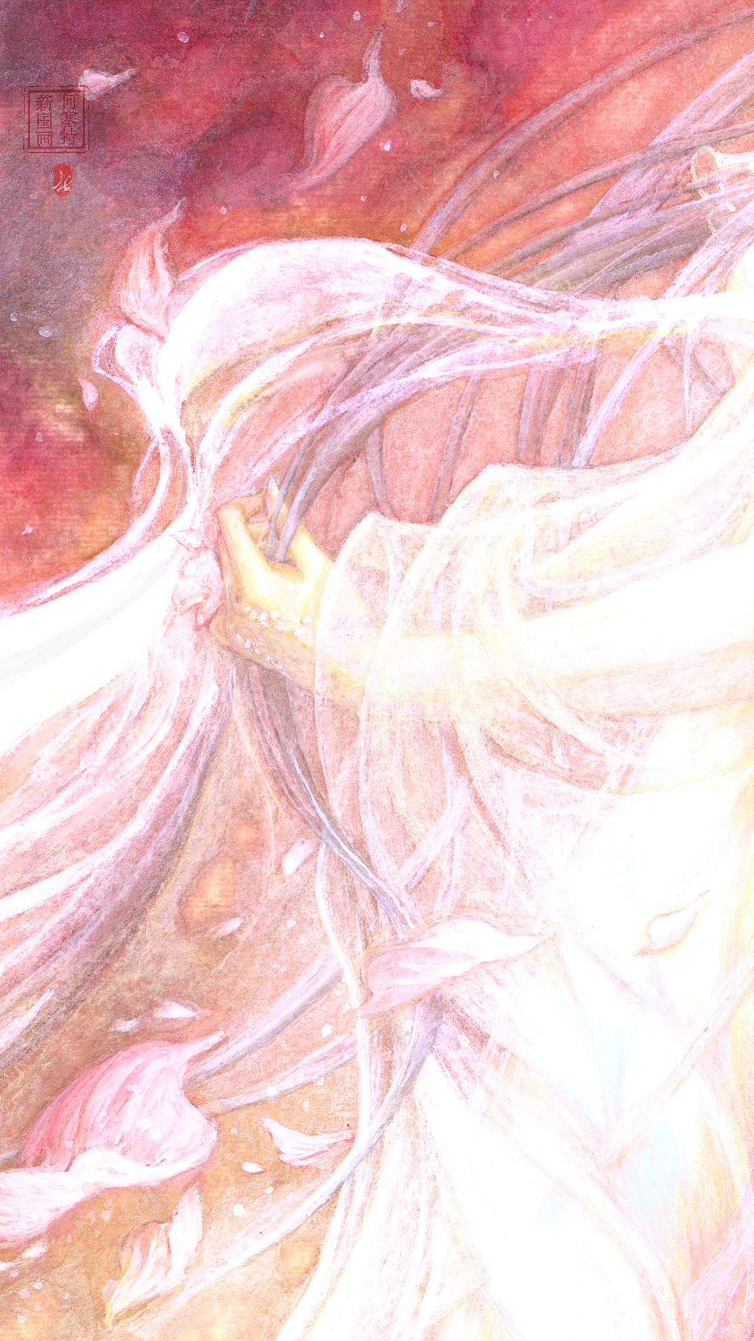 王语嫣《回眸如梦》卡牌原画 扫描件电子稿局部细节