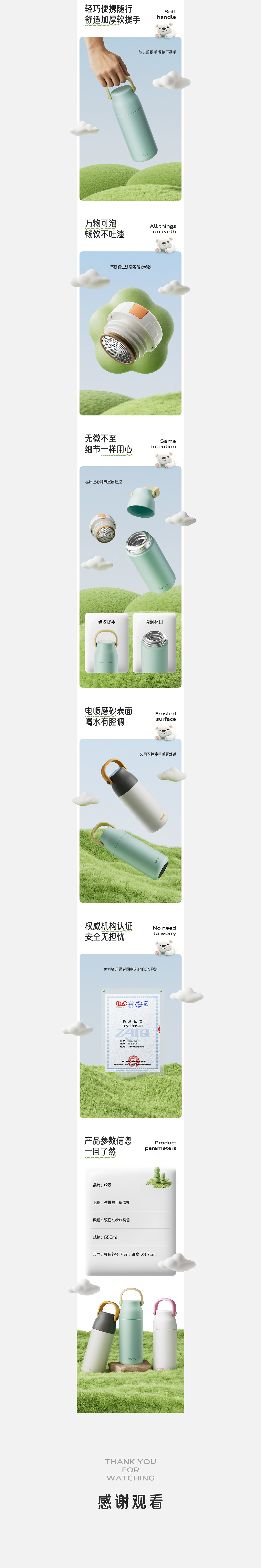 AIGC助力·自行车车灯 保温杯×2 电商详情页合集