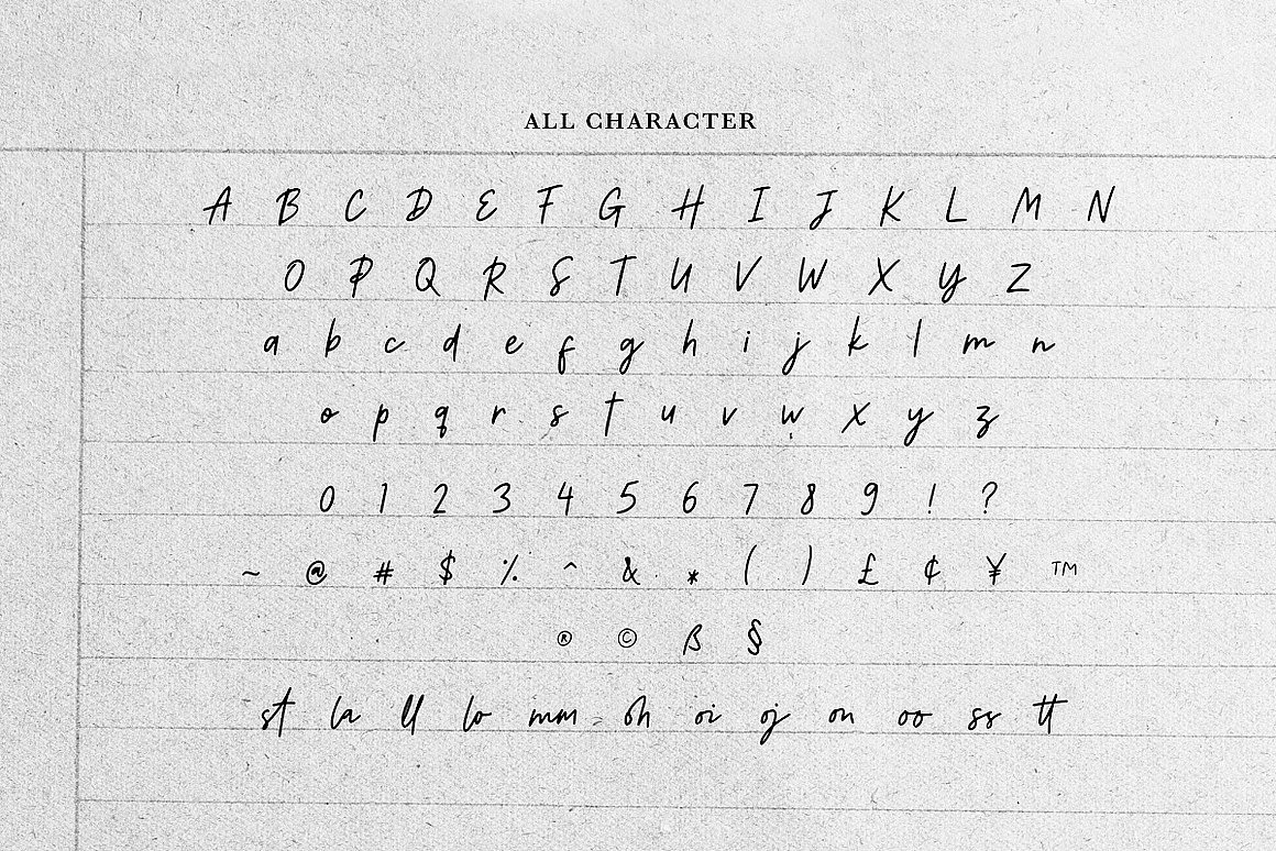 极简主义时尚手工签名手稿标注标题手写英文字体