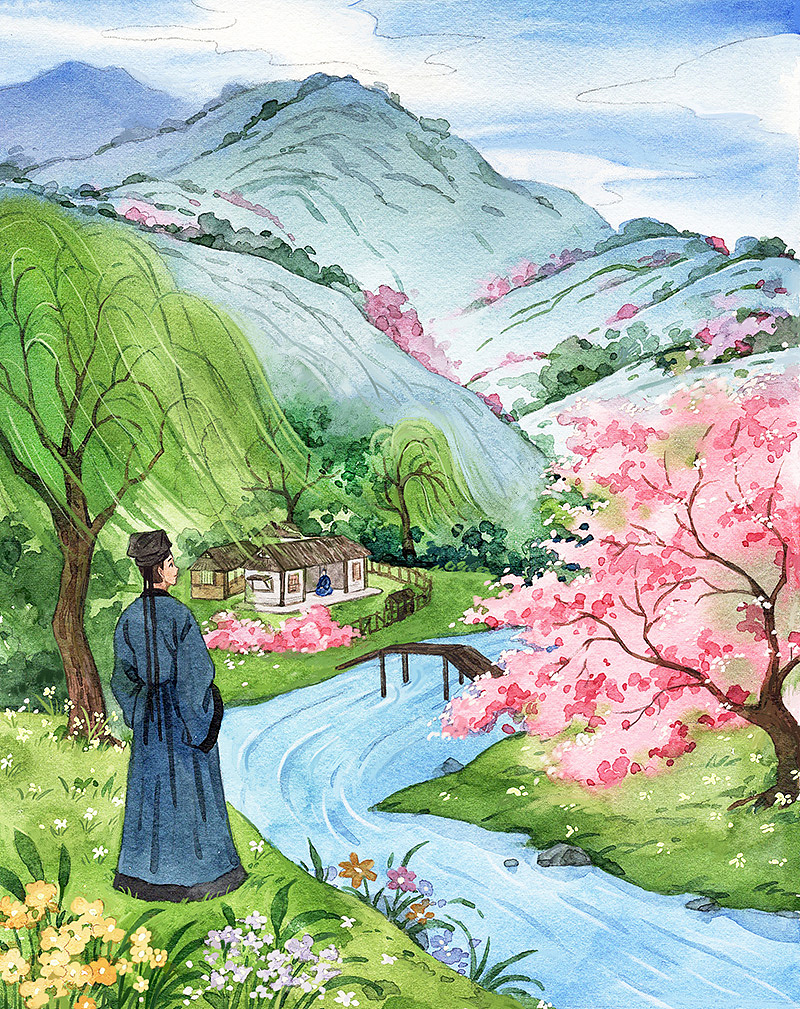 水彩手绘古诗词（4）（图ZMzg4Nzc2MzU2） - 儿童插画 - 站酷设计师陈晶_插画原创素材 - 站酷ZCOOL