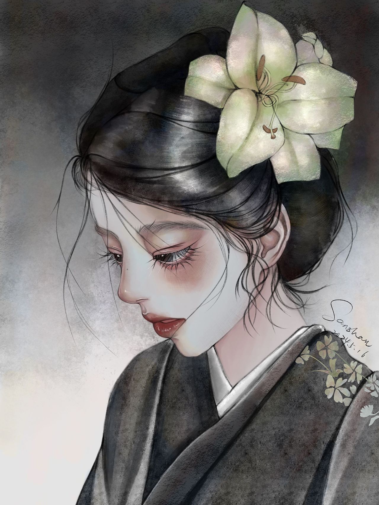 百合少女插画