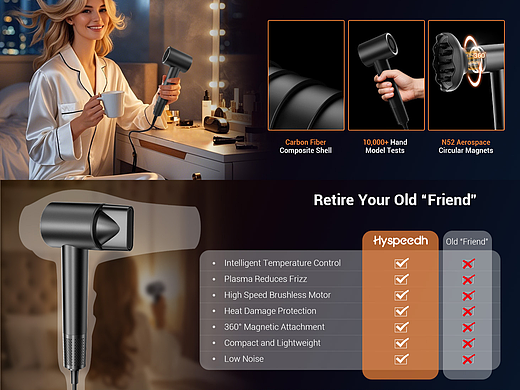 吹风机亚马逊主副图A+分享（个人主页-ZNzE3MjI3MDg=） - 电商 - 站酷设计师Jokes糊原创素材 - 站酷ZCOOL