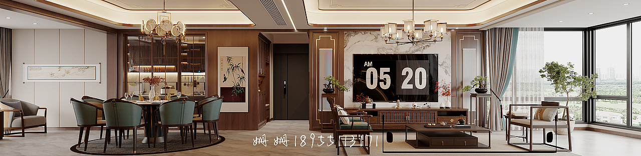 新中式轻奢大平层，重新定义都市光影中的东方美学（图ZMzg4Nzk4MzIw） - 家装设计 - 站酷设计师姗姗18955113171原创素材 - 站酷ZCOOL