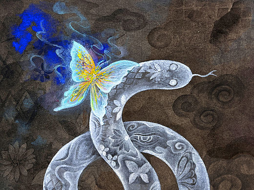国风蛇插画创作