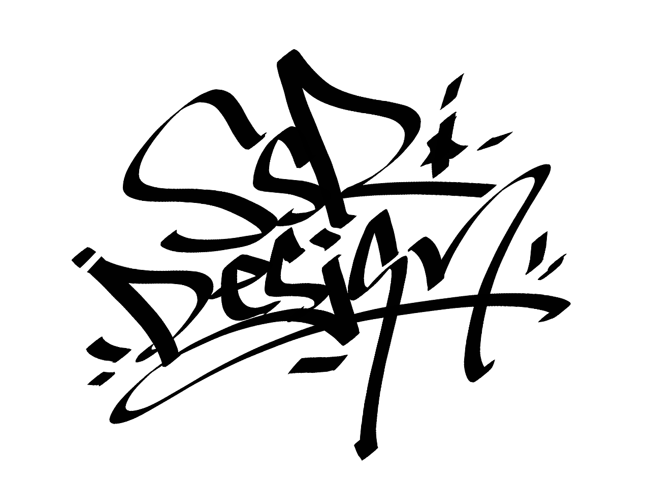 来几个手写嘻哈TAG涂鸦街舞线条飘带风格