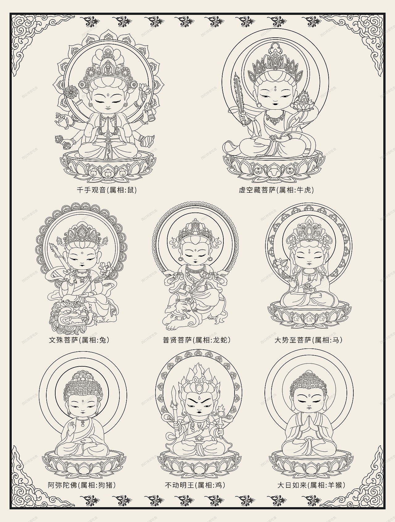 Q版十二生肖本命佛插画系列（图ZMzg4ODUwNzMy） - 商业插画 - 站酷设计师西红柿不吃鱼原创素材 - 站酷ZCOOL