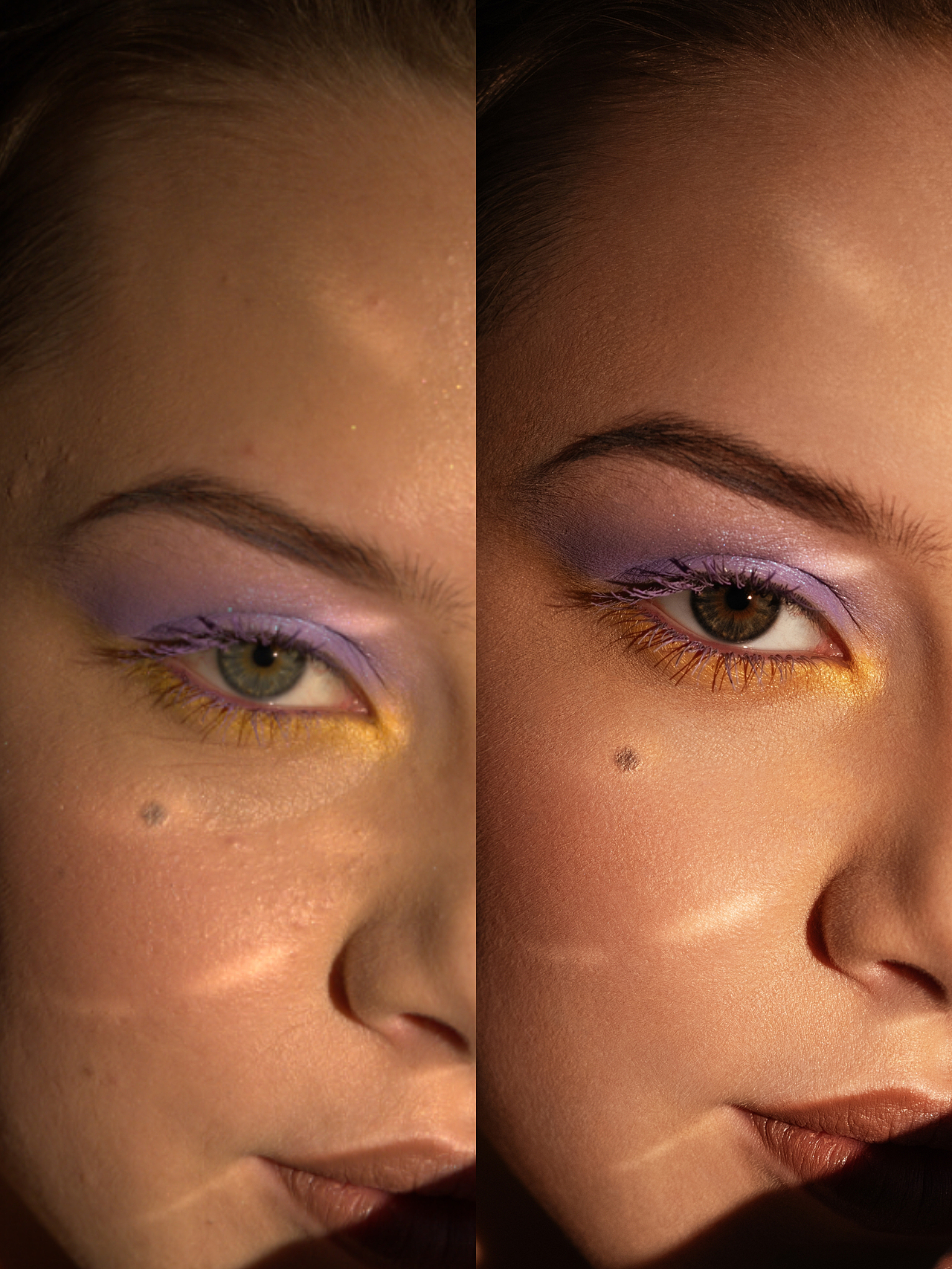 人像修图对比图