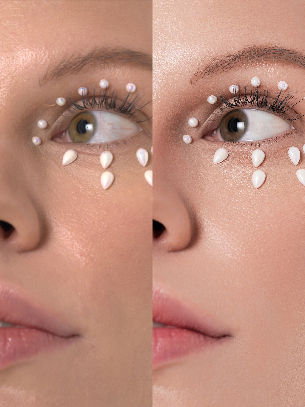 人像修图对比图