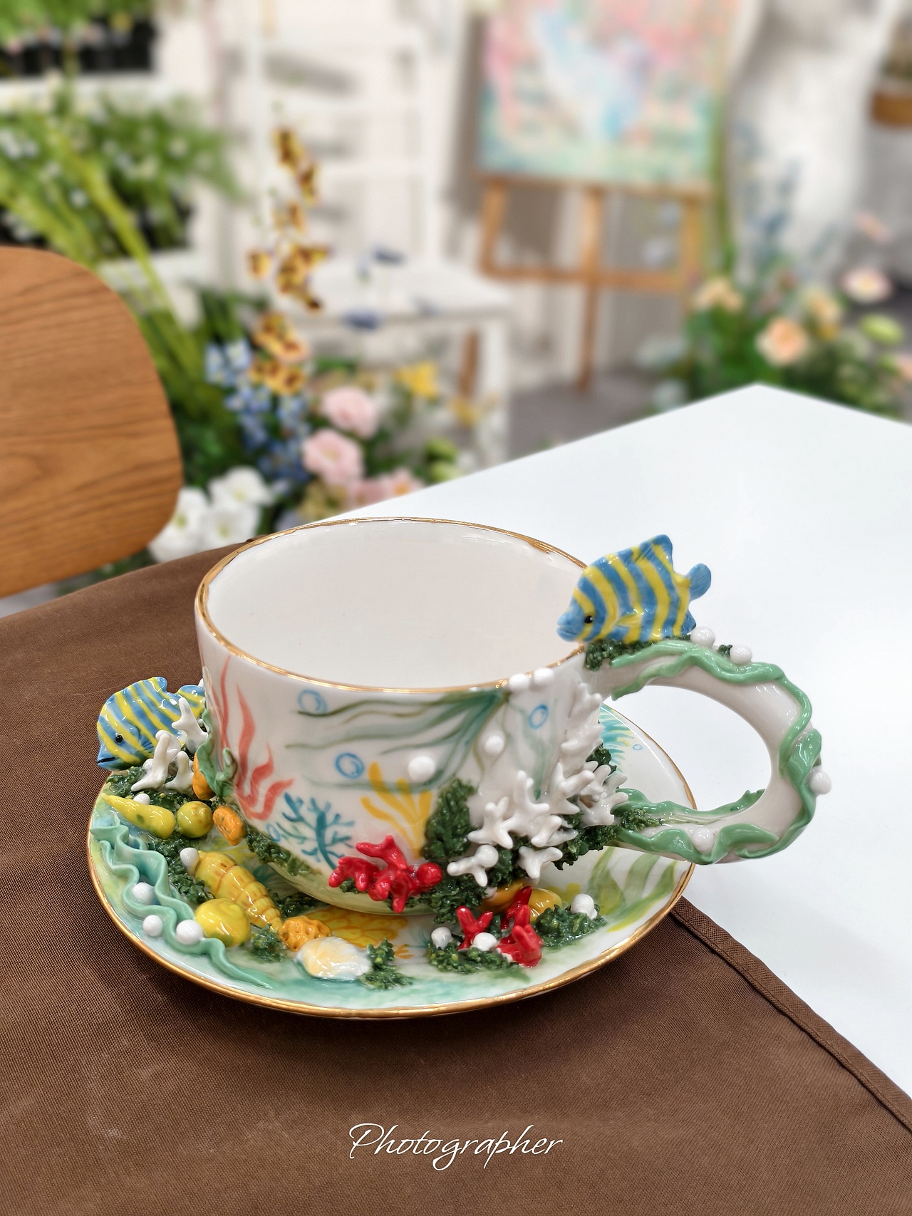 塑新社手捏手绘陶艺咖啡杯套装私人订制