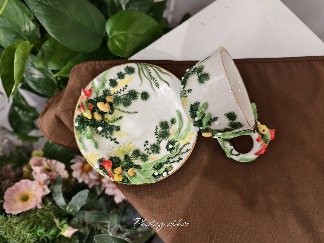 塑新社手捏手绘陶艺咖啡杯套装私人订制