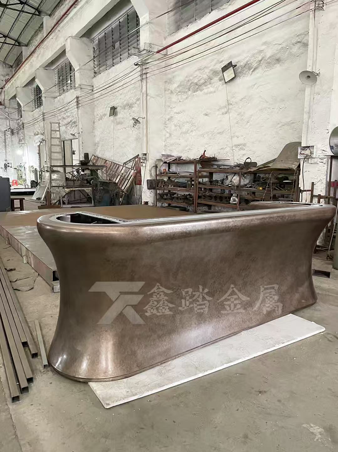 仿古铜做旧不锈钢接待台 做旧古铜色金属前台