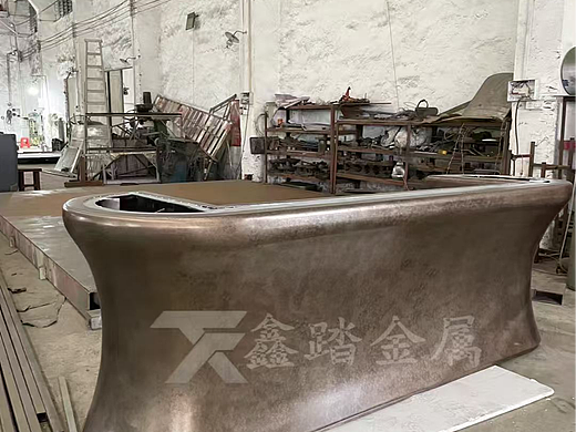仿古铜做旧不锈钢接待台 做旧古铜色金属前台
