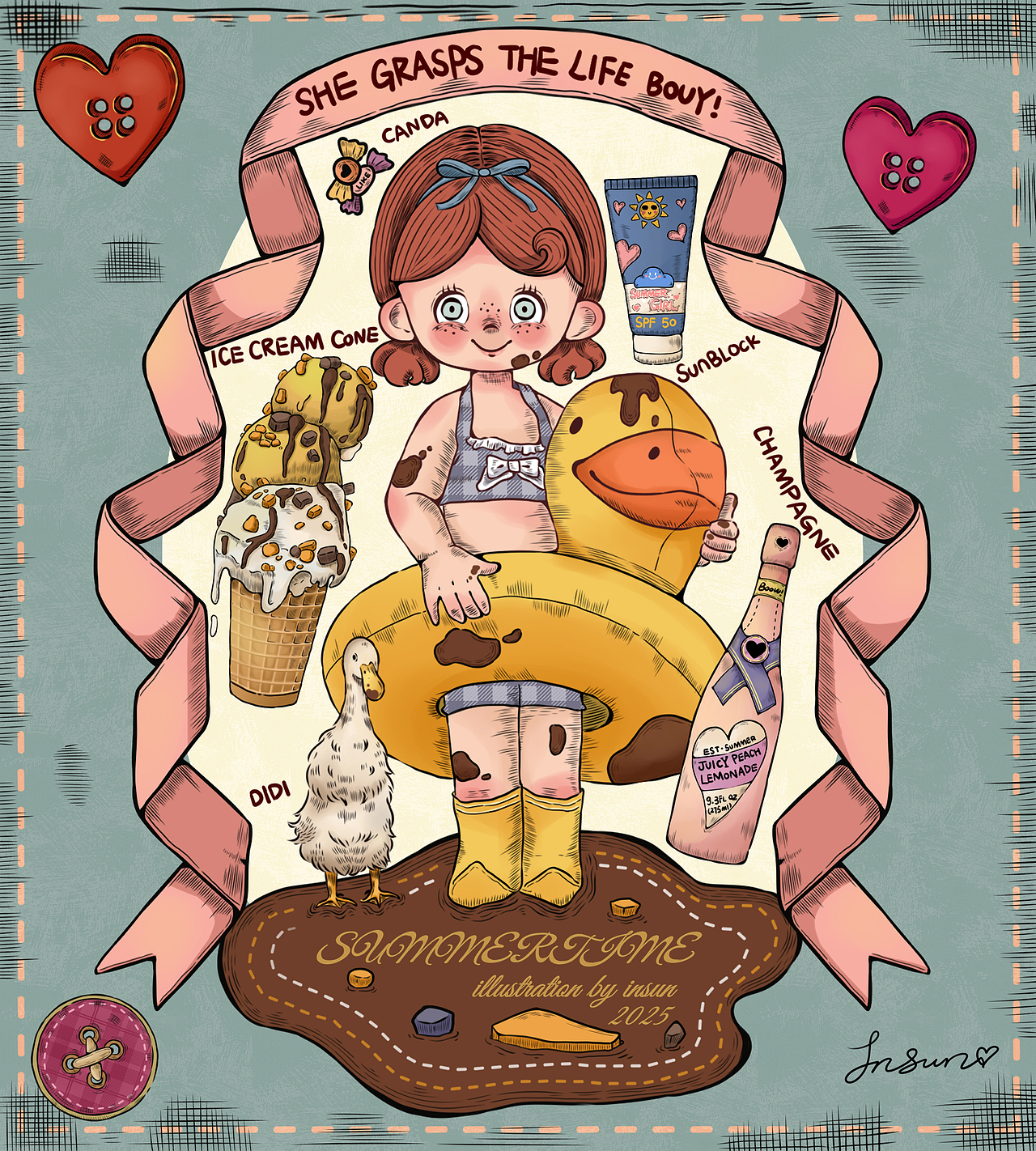 原创插画 | 夏日女孩（图ZMzg4ODg3MzY4） - 商业插画 - 站酷设计师INSUN33原创素材 - 站酷ZCOOL