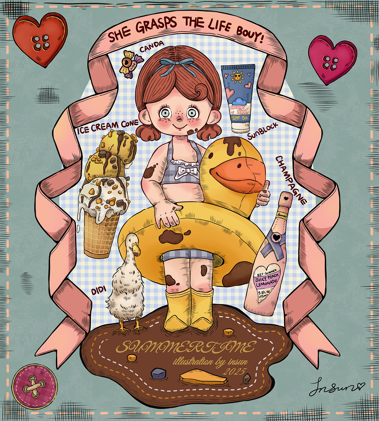 原创插画 | 夏日女孩（图ZMzg4ODg3Mzcy） - 商业插画 - 站酷设计师INSUN33原创素材 - 站酷ZCOOL