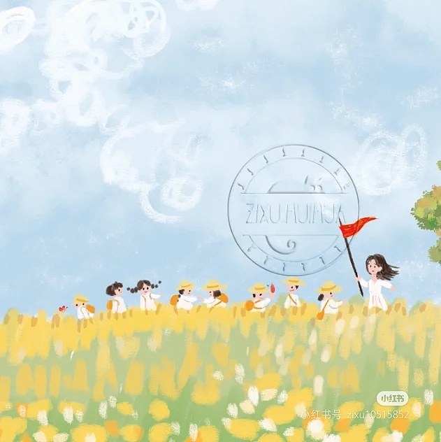 治愈系插画【四季流传】风景明信片