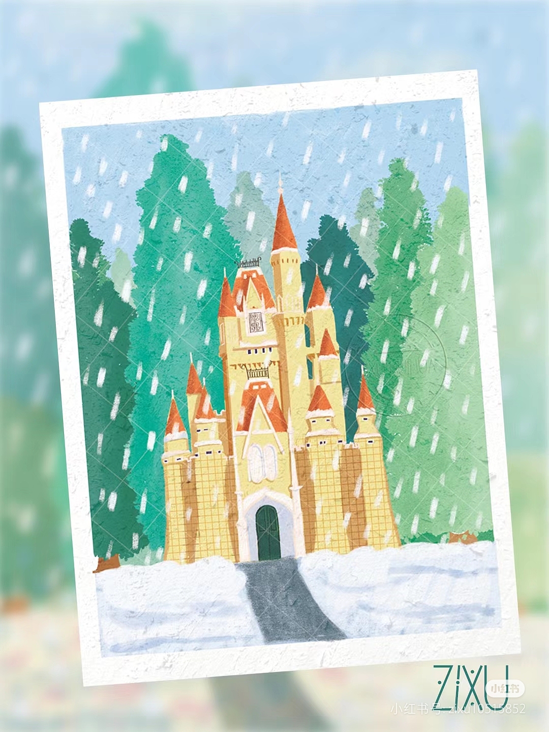 治愈系插画【四季流传】风景明信片