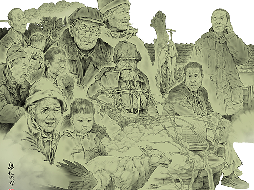 纪保超《故土》系列水墨人物绘画