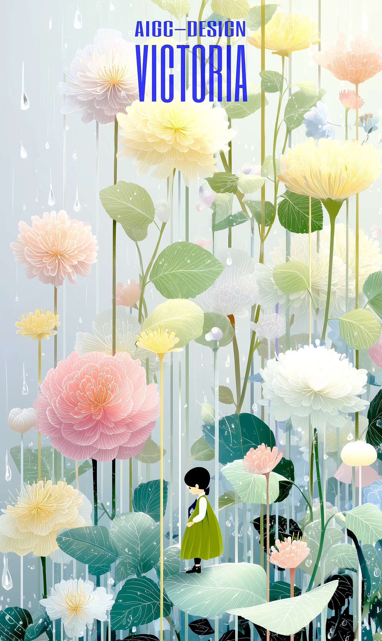 AIGC-《听雨-拇指姑娘》（图ZMzg4OTI5ODI4） - AI作品 - 站酷设计师AIGCVictoria原创素材 - 站酷ZCOOL