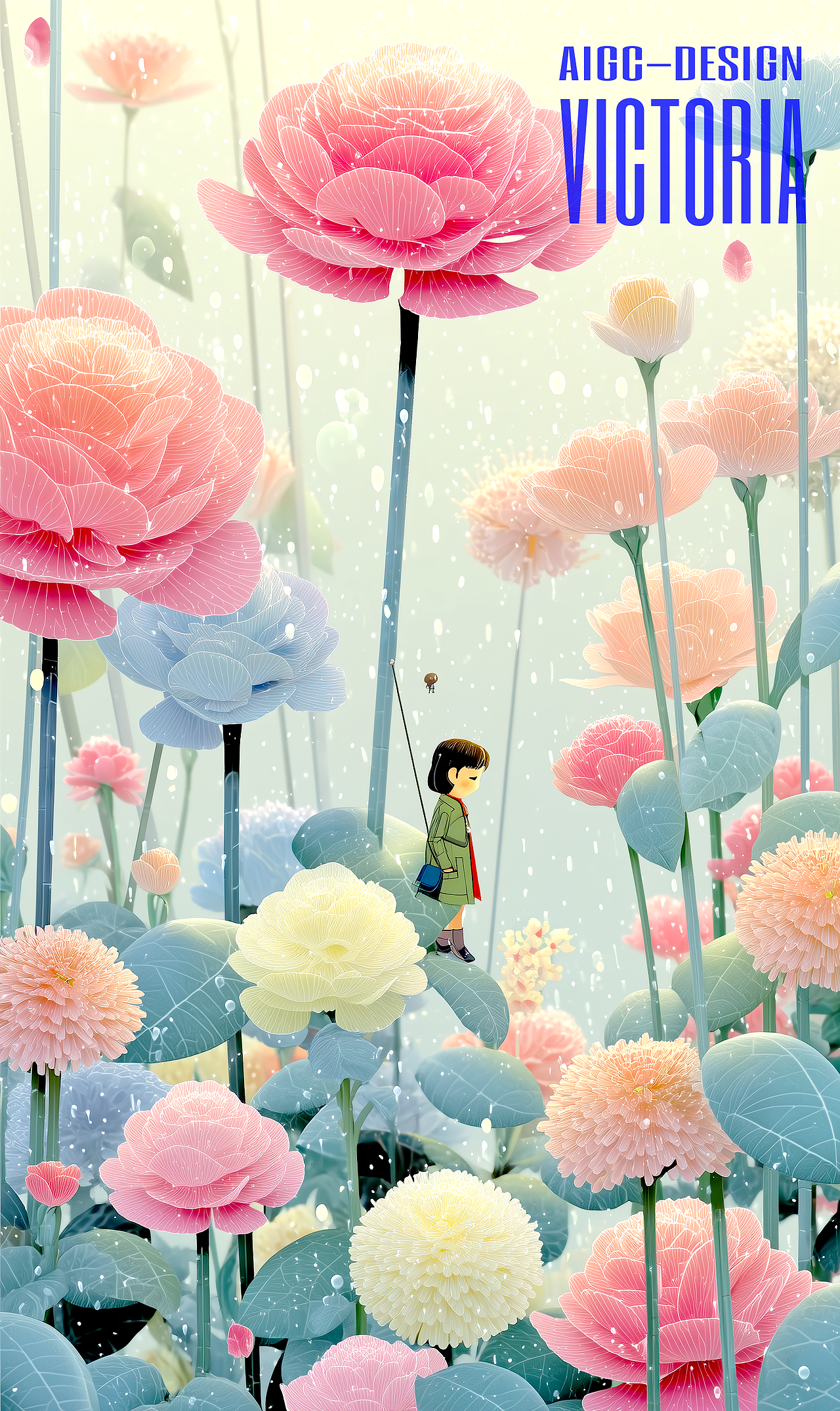 AIGC-《听雨-拇指姑娘》（图ZMzg4OTI5NzA0） - AI作品 - 站酷设计师AIGCVictoria原创素材 - 站酷ZCOOL