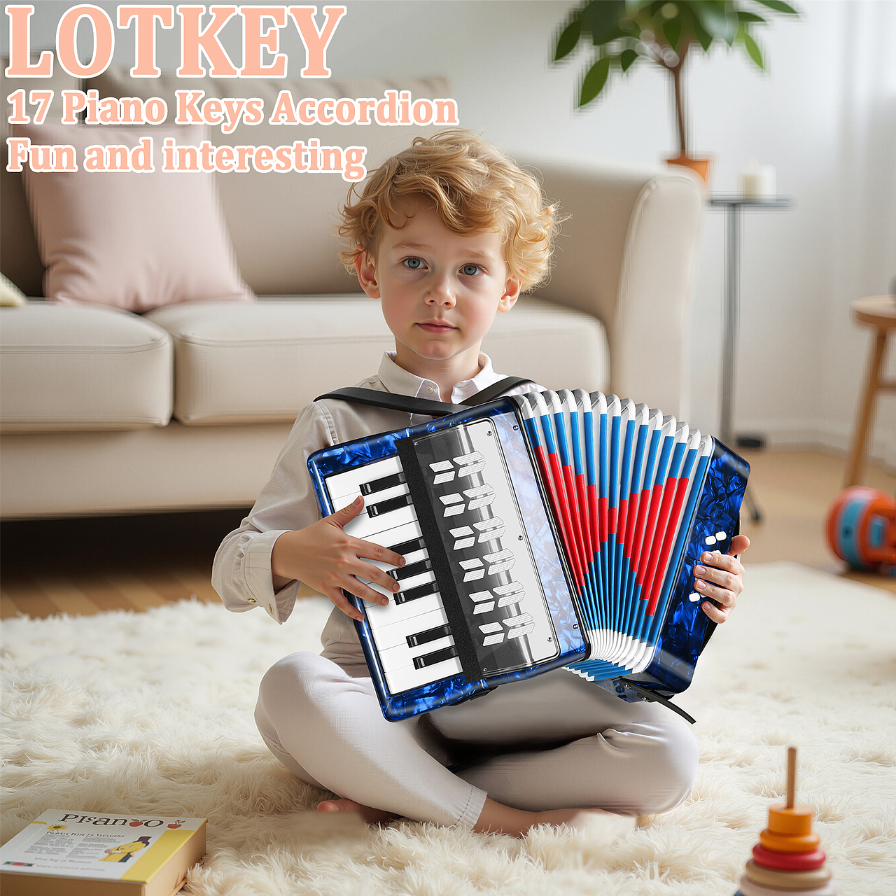 儿童款手风琴拍摄精修主图