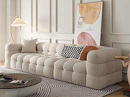 奶油風(fēng)客廳軟體棉花糖沙發(fā)