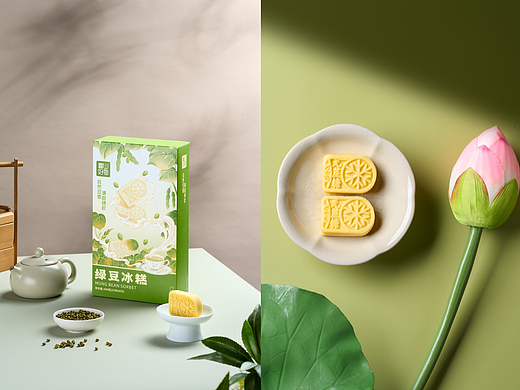 美食摄影｜绿豆冰糕