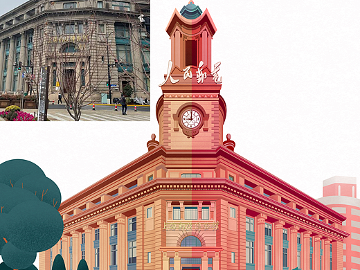 上海城市建筑插画|上海邮政博物馆