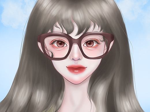 《戴着眼镜的自画像》